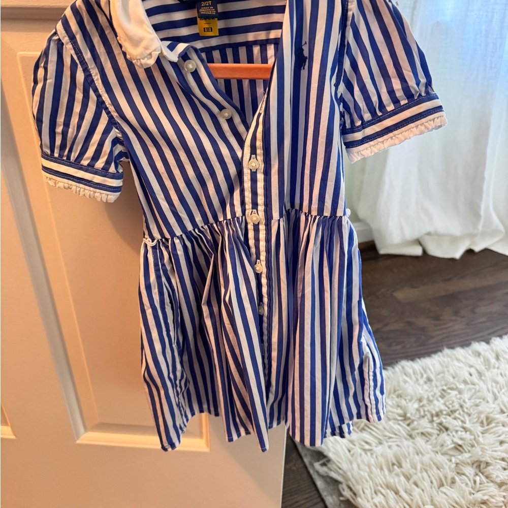 Polo by Ralph Lauren White and Blue Striped Dress - Picture 3 of 3